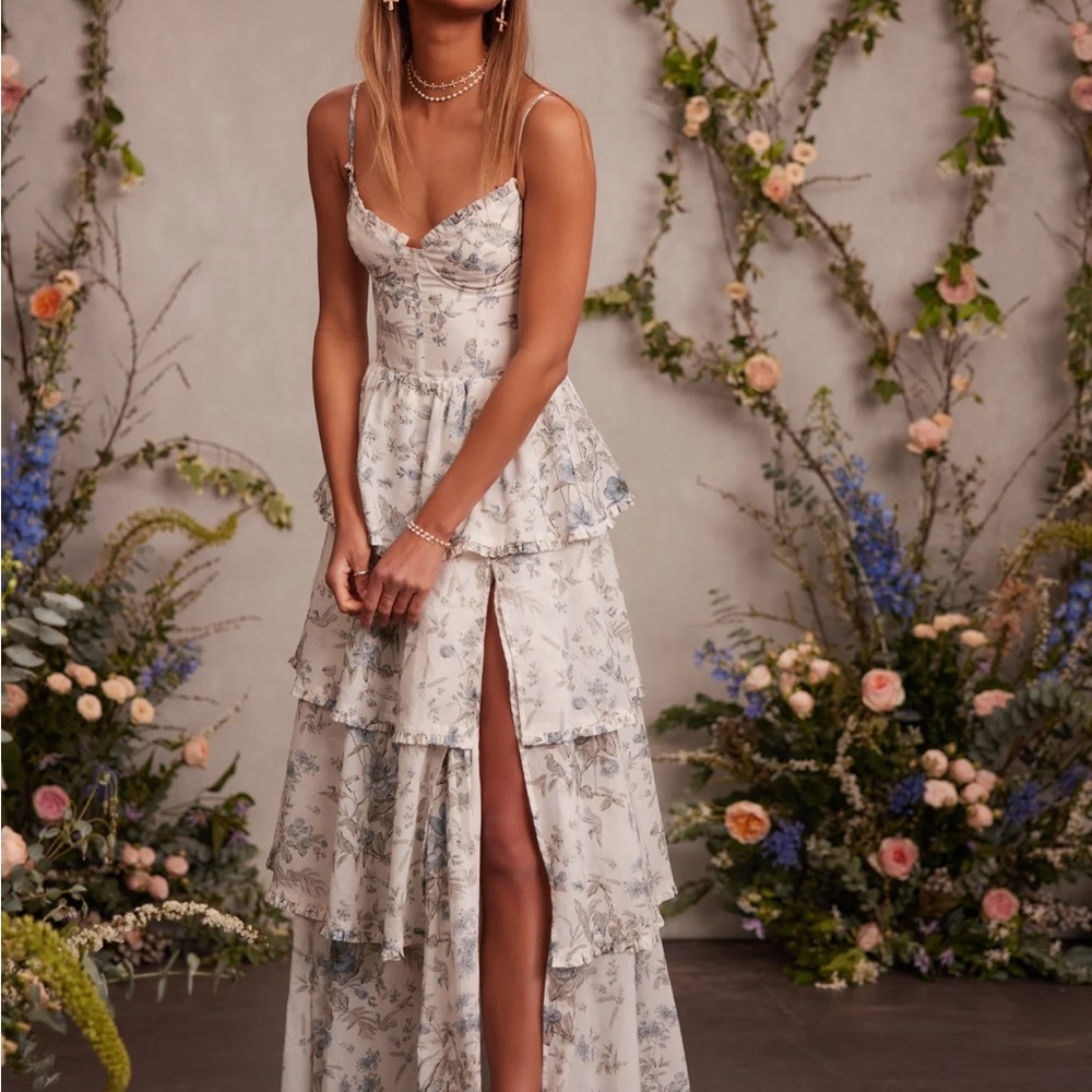 V. Chapman Caterina Dress in Blue Murano Print - Picture 3 of 4